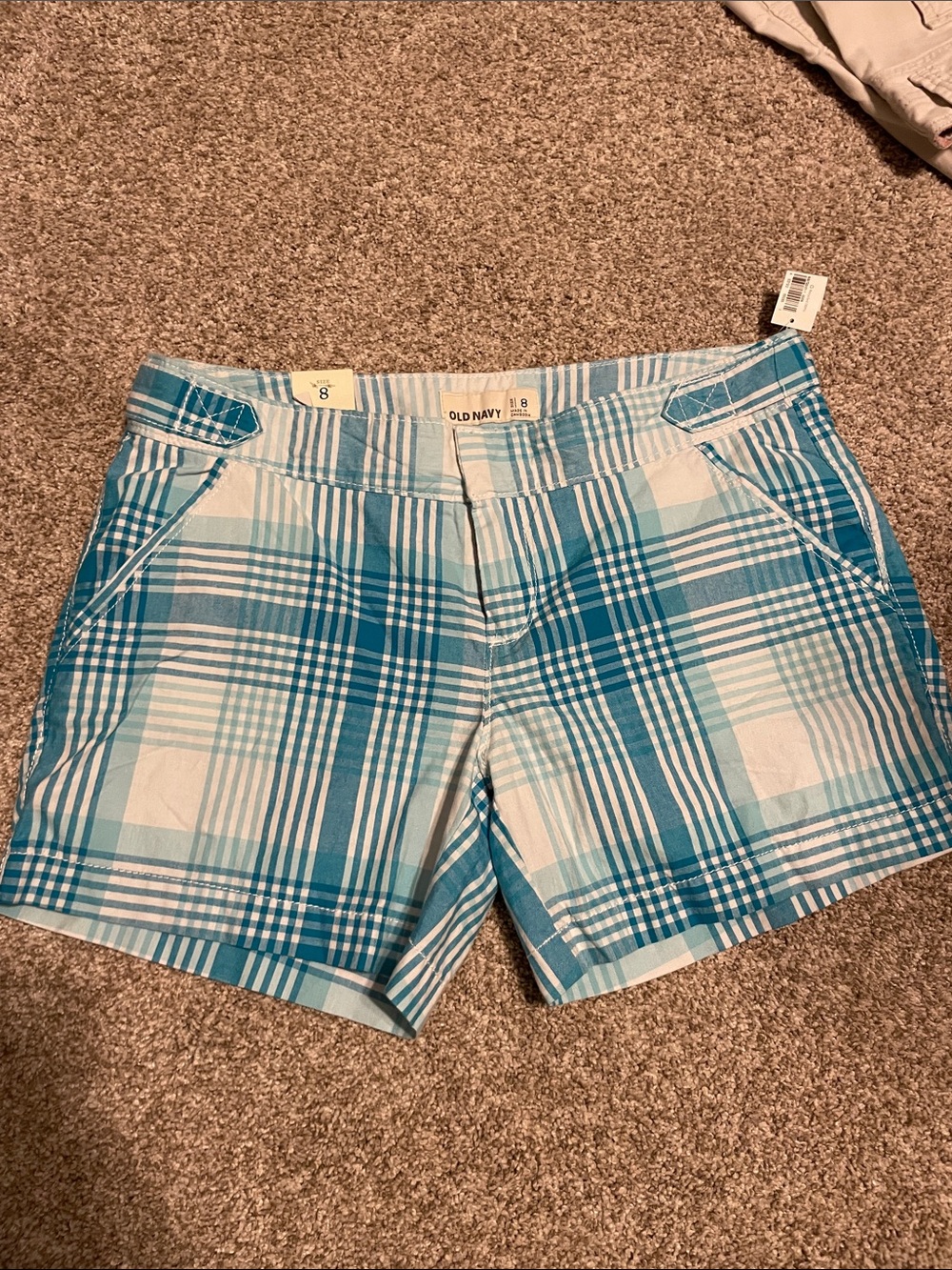 Old Navy Women's blue and White Plaid Cotton Shorts